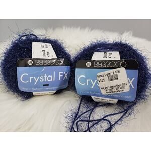 2 VINTAGE Berroco CRYSTAL FX Sparkly Eyelash‎ #4706 CARBON Navy BlueDiscontinued